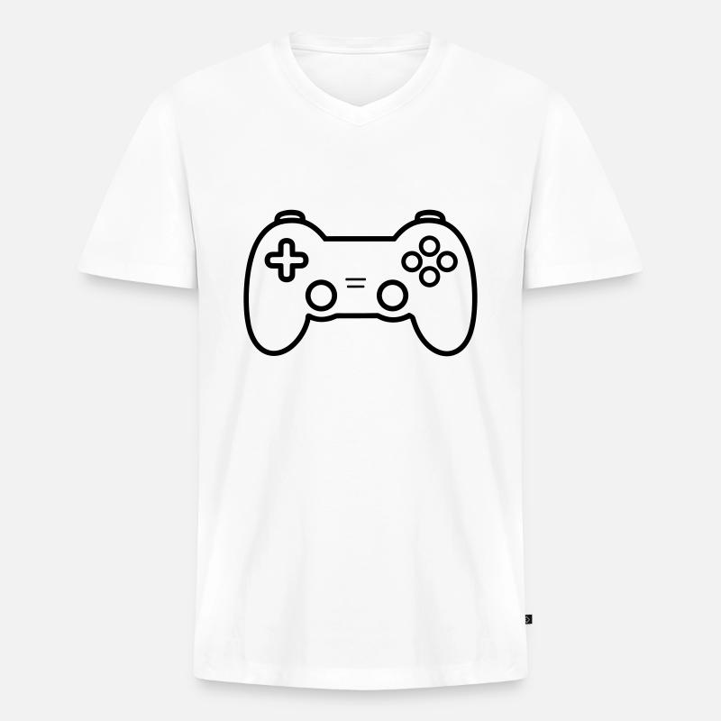 Controller für Videospiele - Männer Premium Bio T-Shirt mit V-Ausschnitt - Weiß