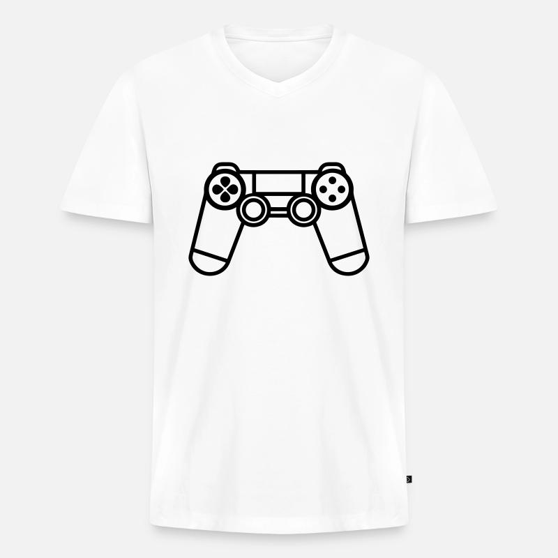 Videospiel-Controller - Männer Premium Bio T-Shirt mit V-Ausschnitt - Weiß