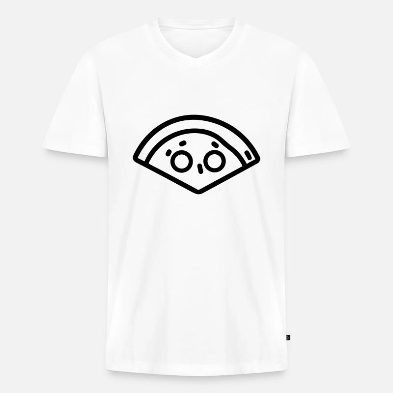 Pizzastück - Männer Premium Bio T-Shirt mit V-Ausschnitt - Weiß