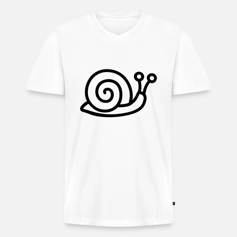 Schnecke - Männer Premium Bio T-Shirt mit V-Ausschnitt - Weiß