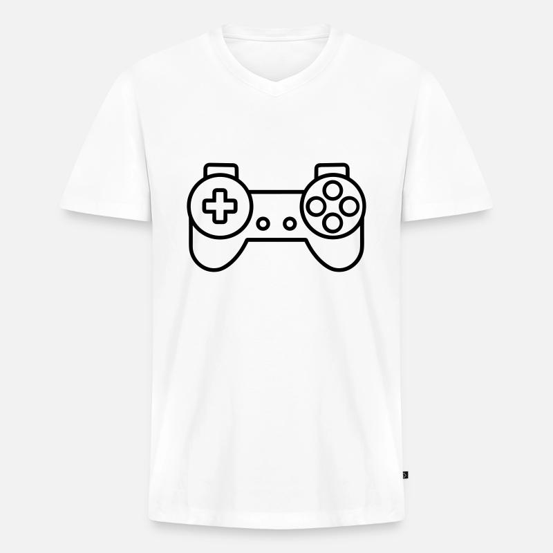 Controller für Videospiele - Männer Premium Bio T-Shirt mit V-Ausschnitt - Weiß