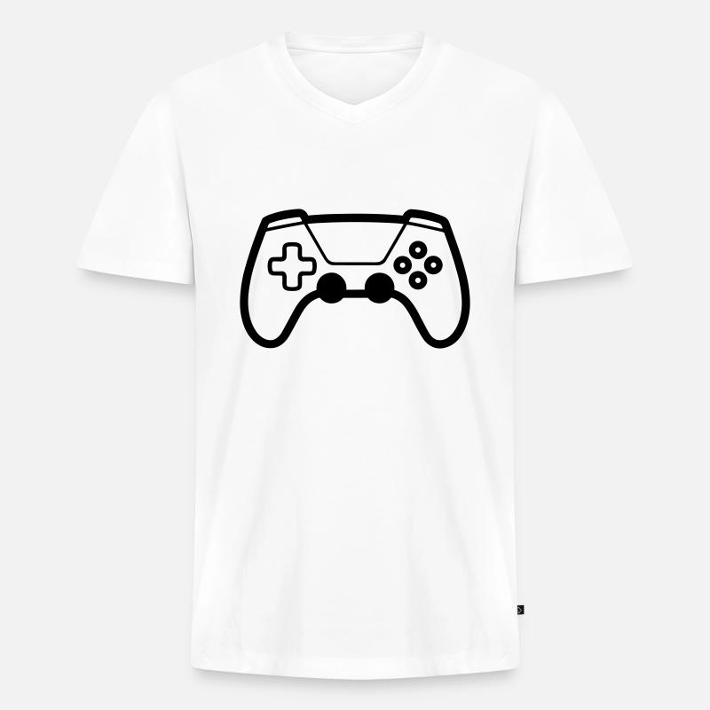 Videospiel-Controller - Männer Premium Bio T-Shirt mit V-Ausschnitt - Weiß