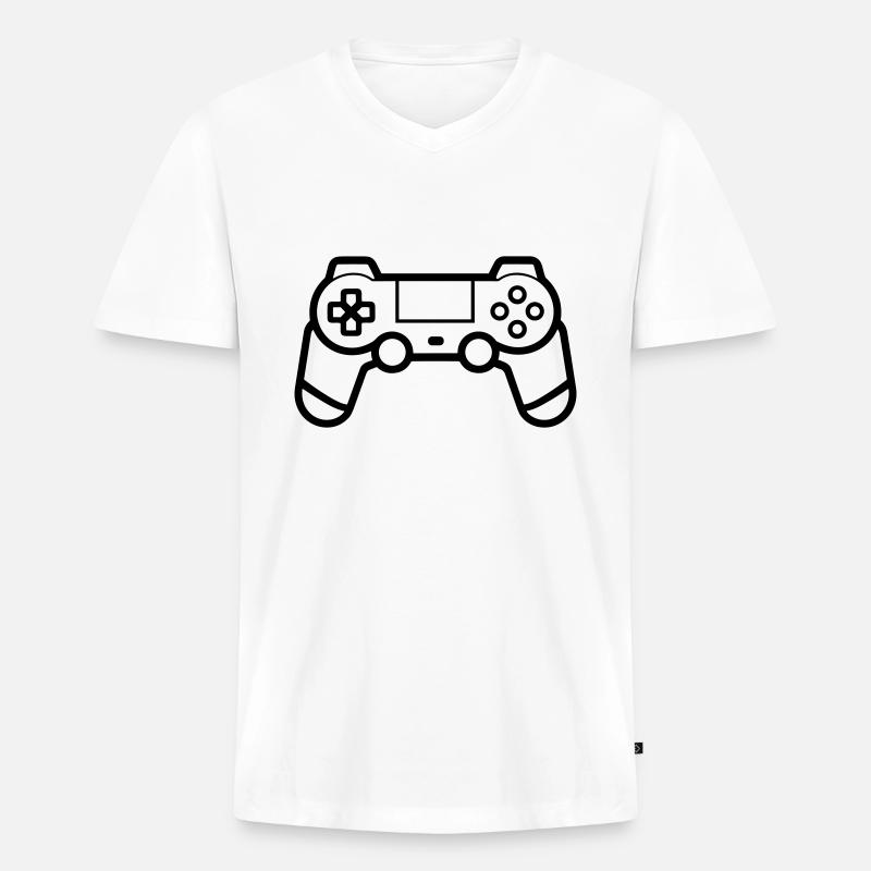 Videospiel-Controller - Männer Premium Bio T-Shirt mit V-Ausschnitt - Weiß