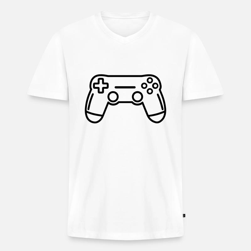 Controller für Videospiele - Männer Premium Bio T-Shirt mit V-Ausschnitt - Weiß