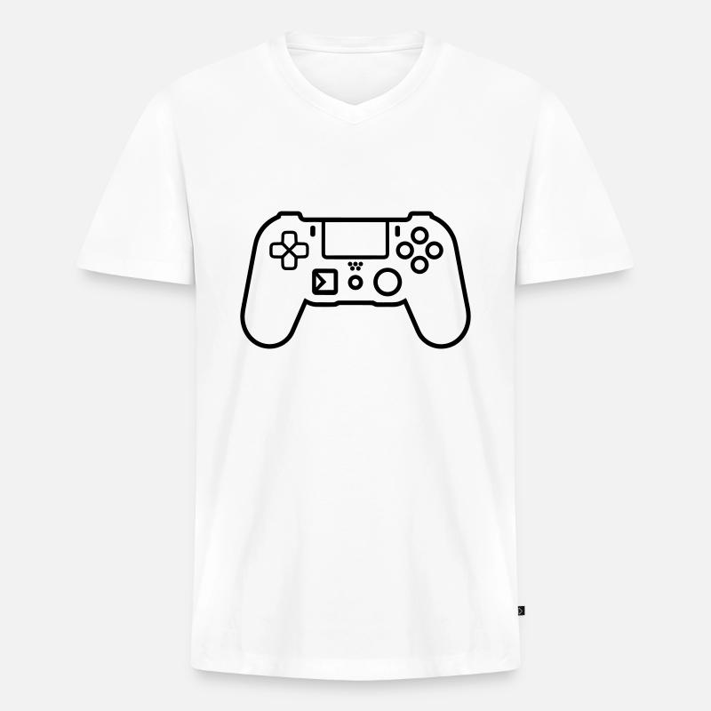 Videospiel-Controller - Männer Premium Bio T-Shirt mit V-Ausschnitt - Weiß