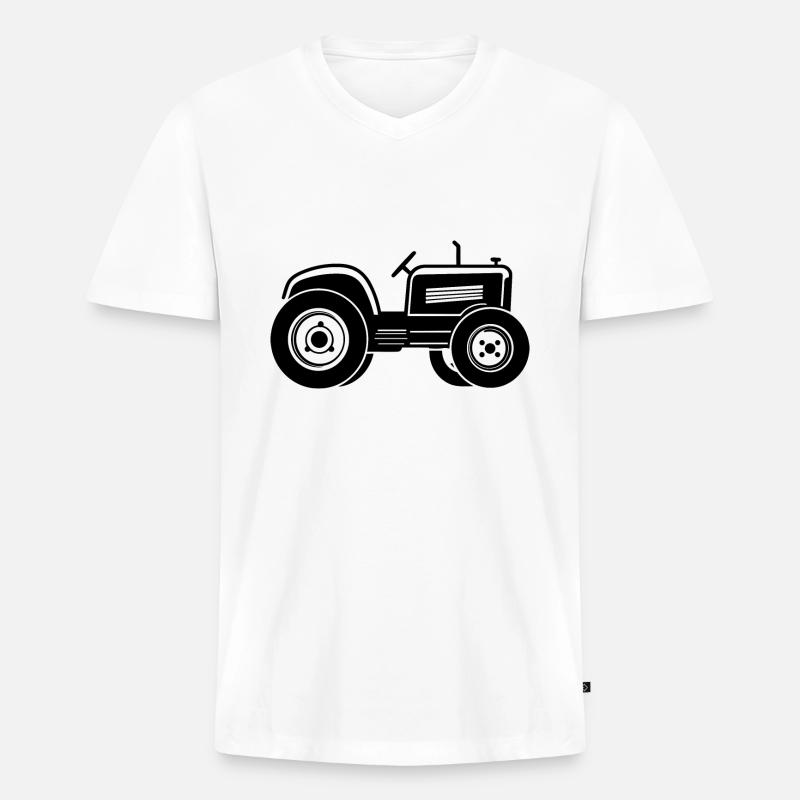 Traktor - Männer Premium Bio T-Shirt mit V-Ausschnitt - Weiß
