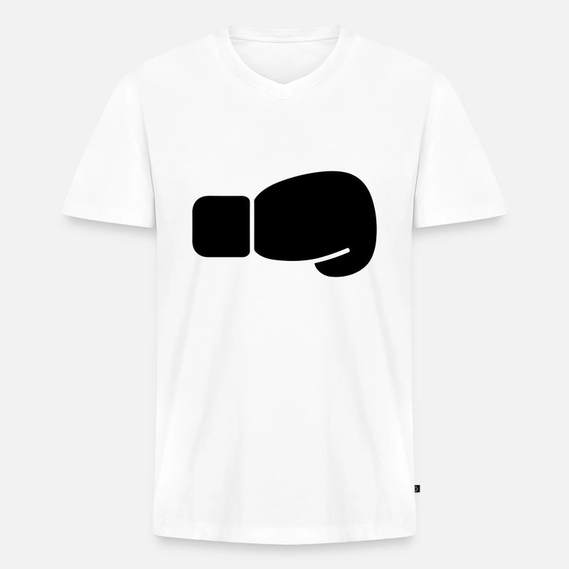 Boxhandschuh - Männer Premium Bio T-Shirt mit V-Ausschnitt - Weiß