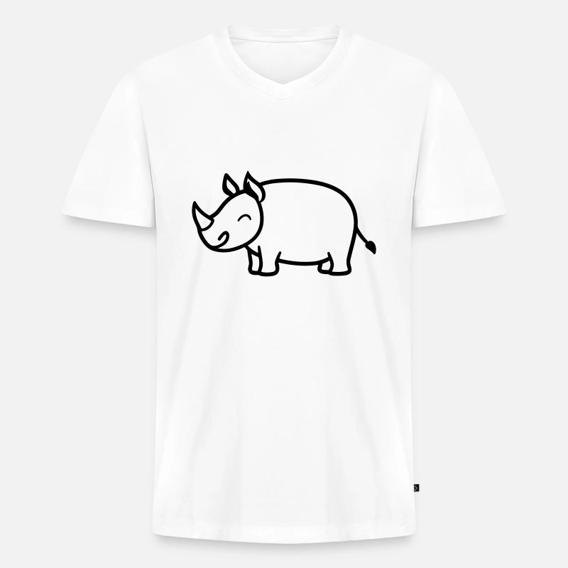 Nashorn - Männer Premium Bio T-Shirt mit V-Ausschnitt - Weiß