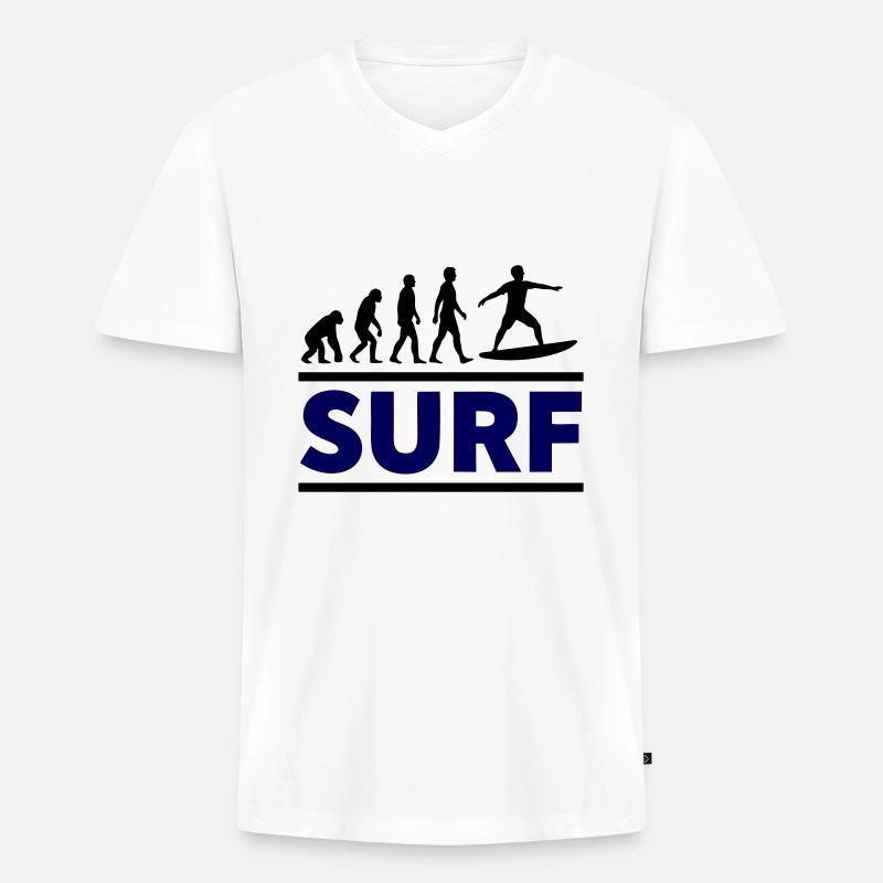 Surf Evolution - Männer Premium Bio T-Shirt mit V-Ausschnitt - Weiß