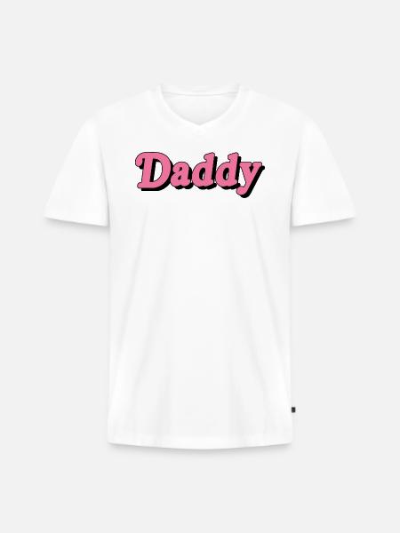 Citation de papa - T-shirt encolure en V Premium bio Homme - blanc