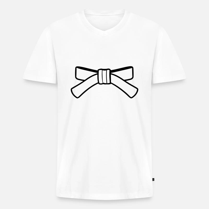 Gürtel - Männer Premium Bio T-Shirt mit V-Ausschnitt - Weiß