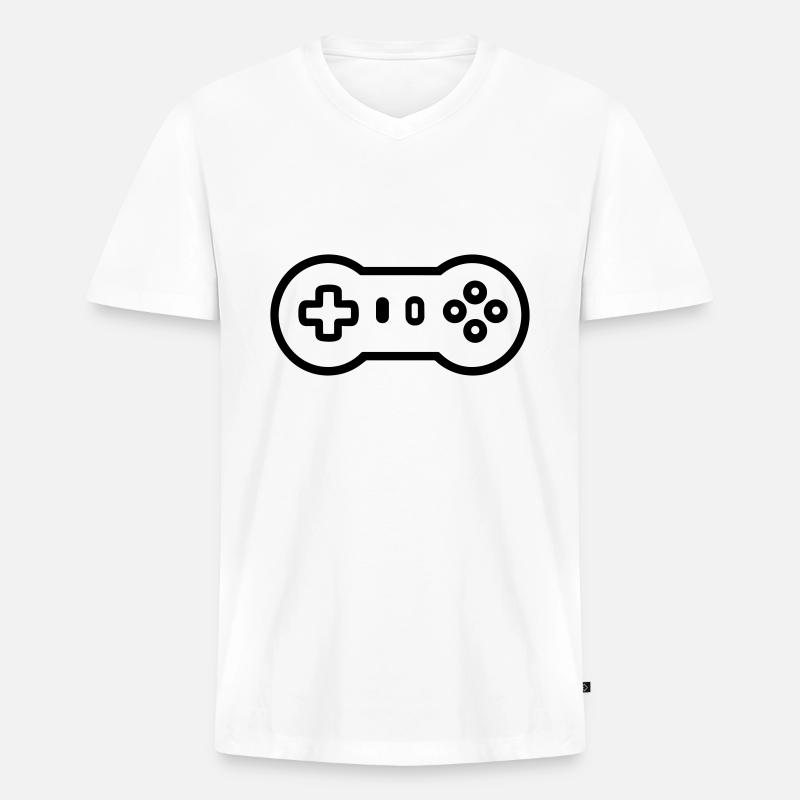 Videospiel-Controller - Männer Premium Bio T-Shirt mit V-Ausschnitt - Weiß
