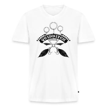 Harry Potter Quidditch Team schwarz - Männer Premium Bio T-Shirt mit V-Ausschnitt - Weiß - Vorne - Nico (187cm)