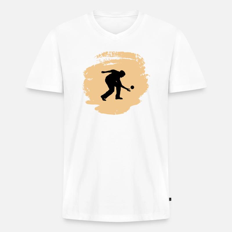 Boule Bocce Boccia-Spieler - Männer Premium Bio T-Shirt mit V-Ausschnitt - Weiß