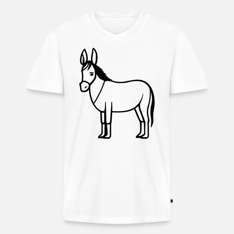 Esel - Männer Premium Bio T-Shirt mit V-Ausschnitt - Weiß