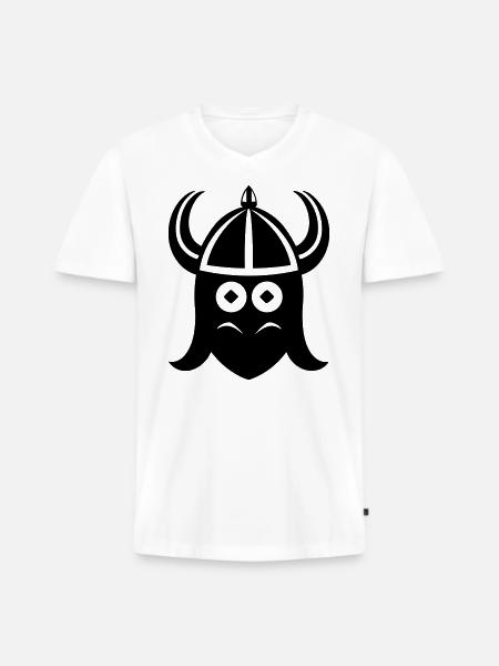 Wikingerhelm Krieger - Männer Premium Bio T-Shirt mit V-Ausschnitt - Weiß