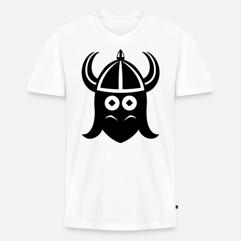 Wikingerhelm Krieger - Männer Premium Bio T-Shirt mit V-Ausschnitt - Weiß
