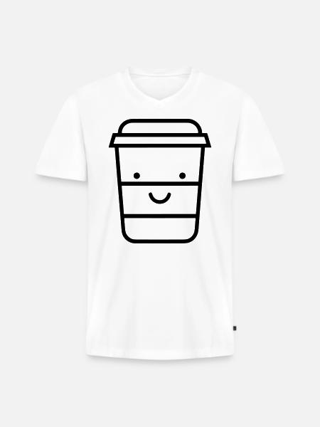 Kaffeebecher - Männer Premium Bio T-Shirt mit V-Ausschnitt - Weiß
