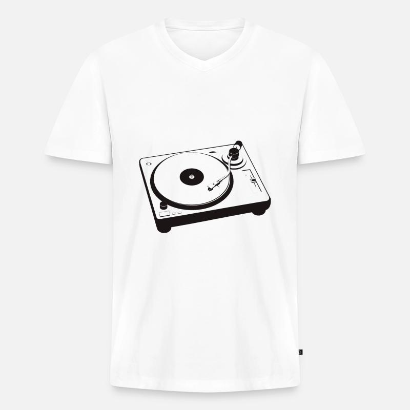 DJ Turntables Plattenspieler Techno - Männer Premium Bio T-Shirt mit V-Ausschnitt - Weiß