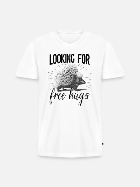 Stachelschwein - Männer Premium Bio T-Shirt mit V-Ausschnitt - Weiß