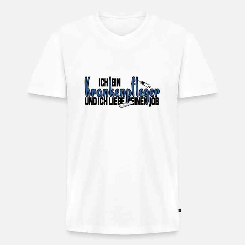 Krankenpfleger - Männer Premium Bio T-Shirt mit V-Ausschnitt - Weiß
