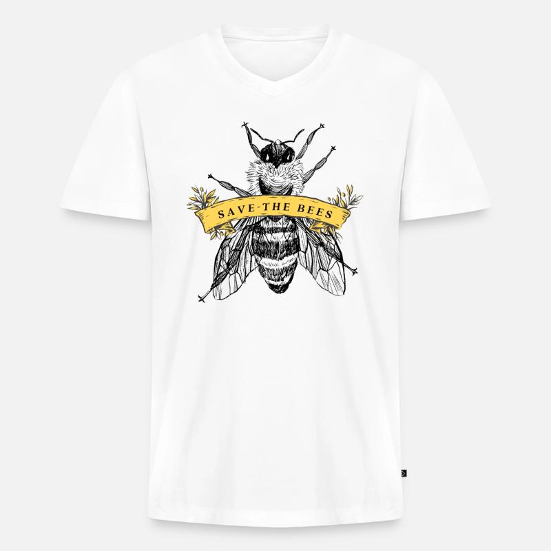 save the bees 4 - Männer Premium Bio T-Shirt mit V-Ausschnitt - Weiß