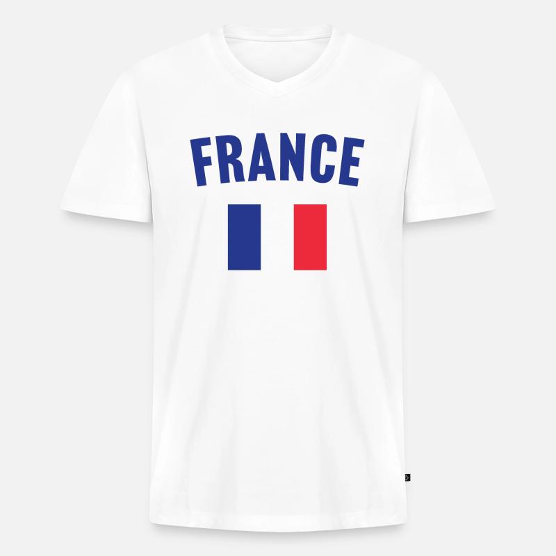 Frankreich Flagge - Männer Premium Bio T-Shirt mit V-Ausschnitt - Weiß