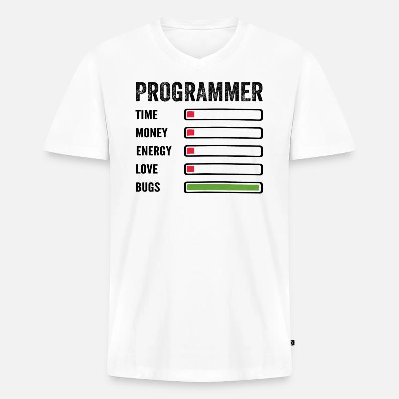 Developer Humor Programmer Coder - Men's Premium Organic T-shirt with V-neck - white