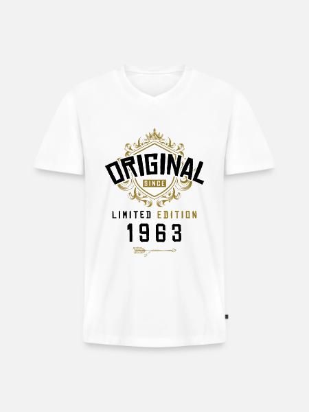 1963 limited edition birthday - Men's Premium Organic T-shirt with V-neck - white