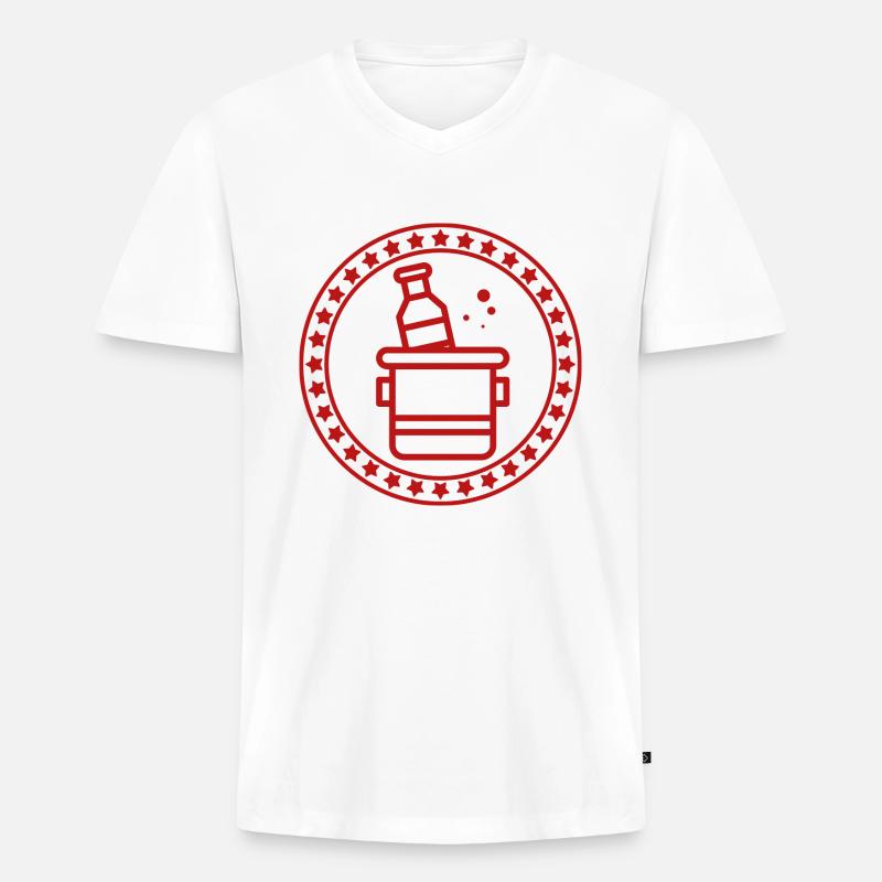 Bier - Beer / Bierkrug - Bierflasche - Männer Premium Bio T-Shirt mit V-Ausschnitt - Weiß