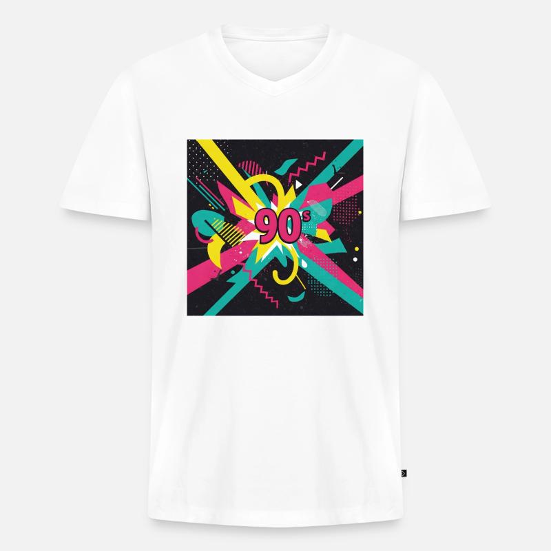 90er-Jahre-Vibes - Männer Premium Bio T-Shirt mit V-Ausschnitt - Weiß