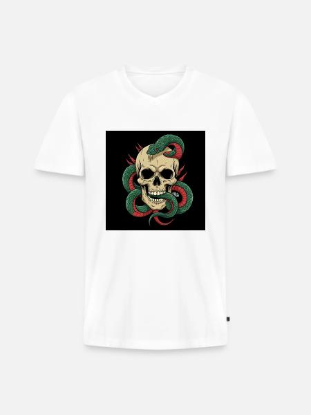Shadow & – Skull and Snake Combined - Men's Premium Organic T-shirt with V-neck - white