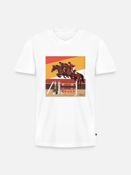 L’art du saut d’obstacles - T-shirt encolure en V Premium bio Homme - blanc