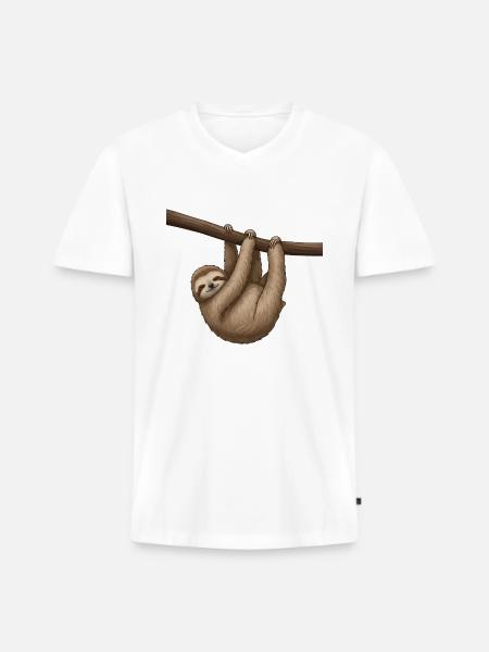Sloths: Masters of deceleration - Men's Premium Organic T-shirt with V-neck - white