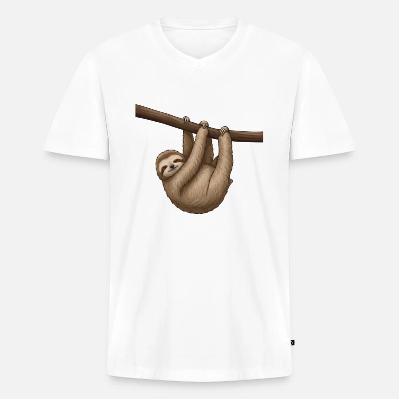 Sloths: Masters of deceleration - Men's Premium Organic T-shirt with V-neck - white