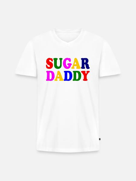 Sugar daddy - Männer Premium Bio T-Shirt mit V-Ausschnitt - Weiß