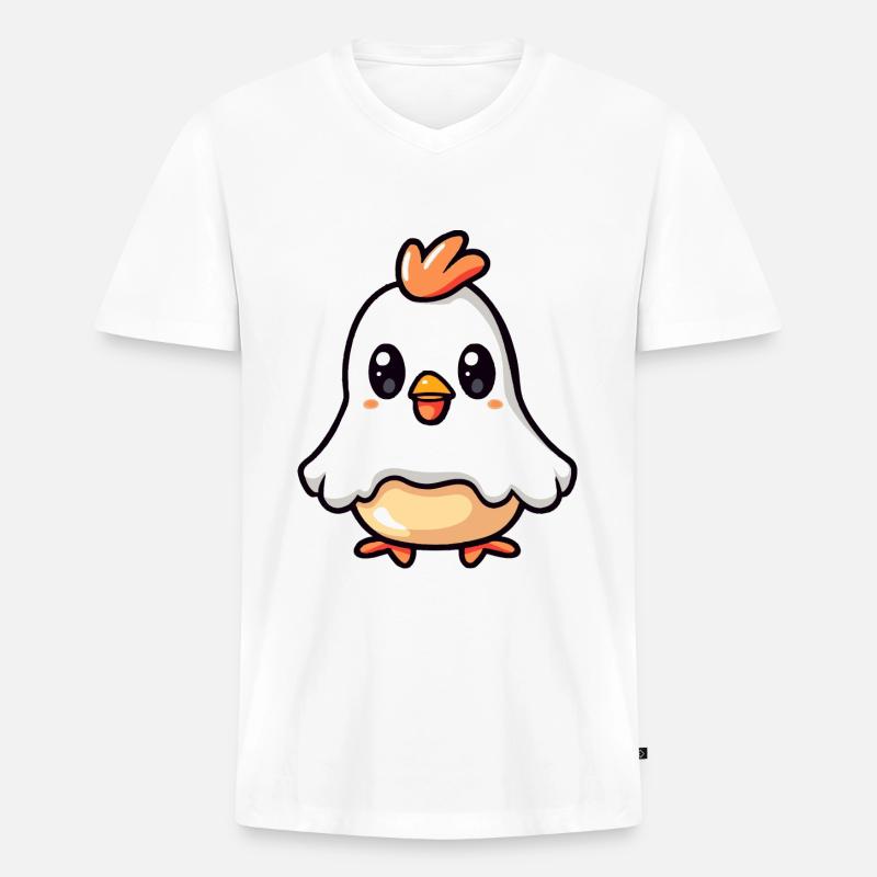 Huhn Halloween Comic Geist - Männer Premium Bio T-Shirt mit V-Ausschnitt - Weiß