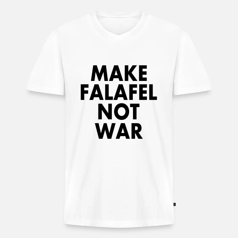 Make falafel not war - Männer Premium Bio T-Shirt mit V-Ausschnitt - Weiß