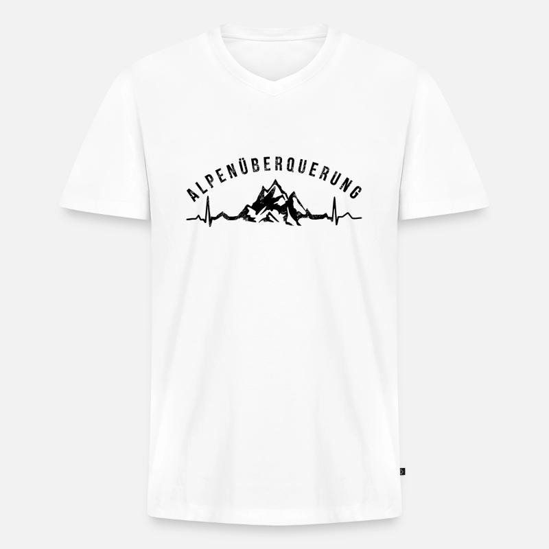 Alpenüberquerung E5 - Männer Premium Bio T-Shirt mit V-Ausschnitt - Weiß
