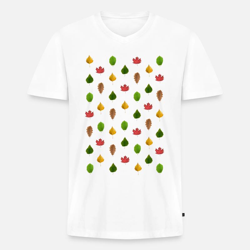 Leafs - Männer Premium Bio T-Shirt mit V-Ausschnitt - Weiß