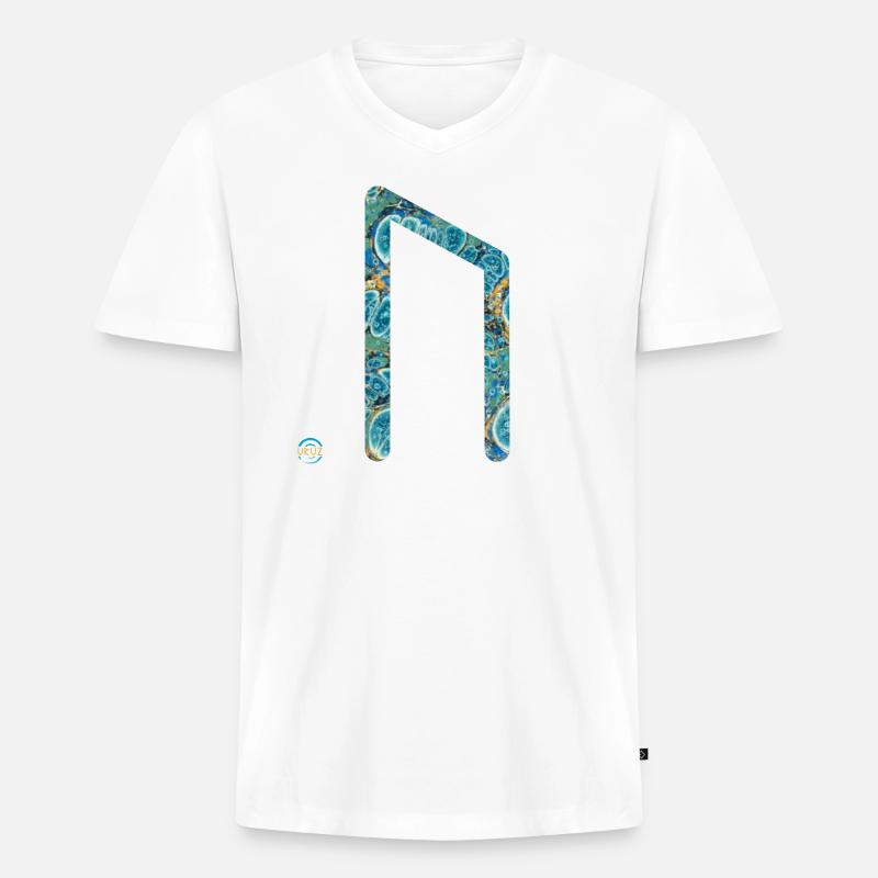 rune uruz e 100 - Männer Premium Bio T-Shirt mit V-Ausschnitt - Weiß