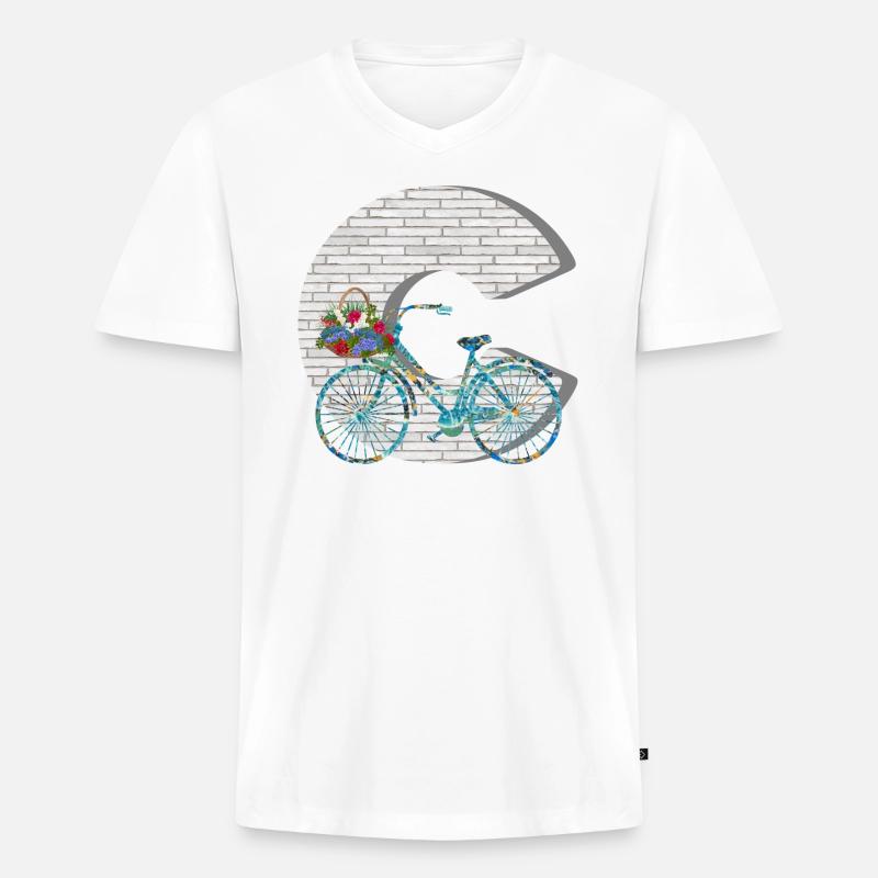 fahrrad e 100 c - Männer Premium Bio T-Shirt mit V-Ausschnitt - Weiß