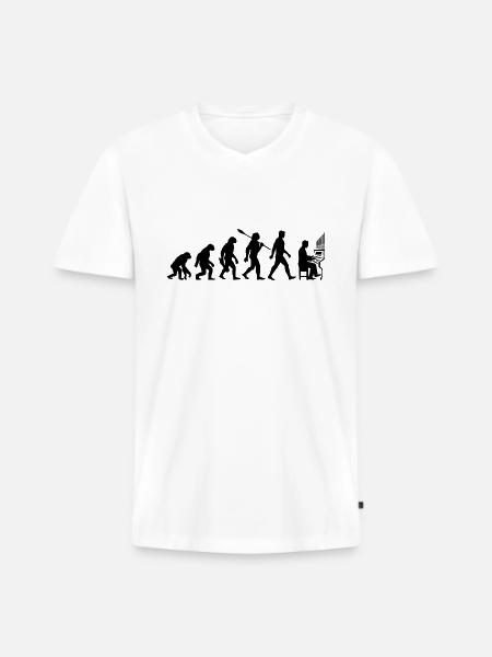 Evolution Organist - Orgel - Musiker - Ekologisk premium-T-shirt med V-ringning herr - vit