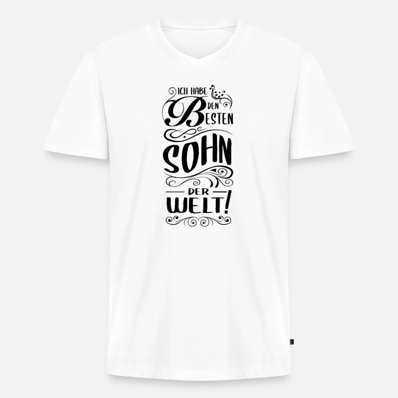 Bester Sohn der Welt - Männer Premium Bio T-Shirt mit V-Ausschnitt - Weiß