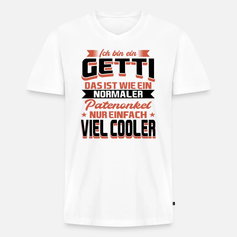 Getti Patenonkel Taufpate - Männer Premium Bio T-Shirt mit V-Ausschnitt - Weiß