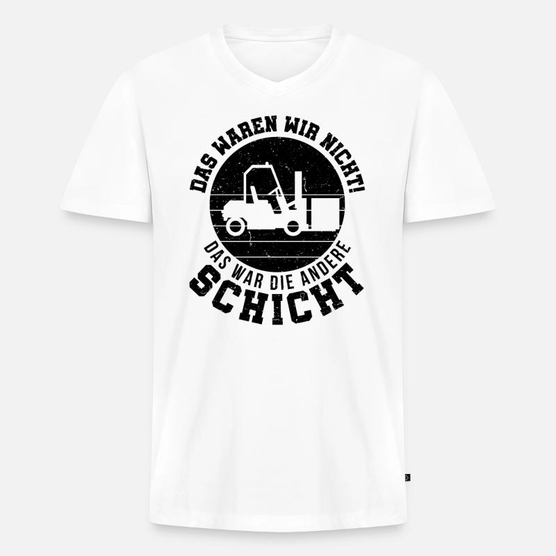 Gabelstapler Gabelstaplerfahrer Lagerarbeiter - Männer Premium Bio T-Shirt mit V-Ausschnitt - Weiß