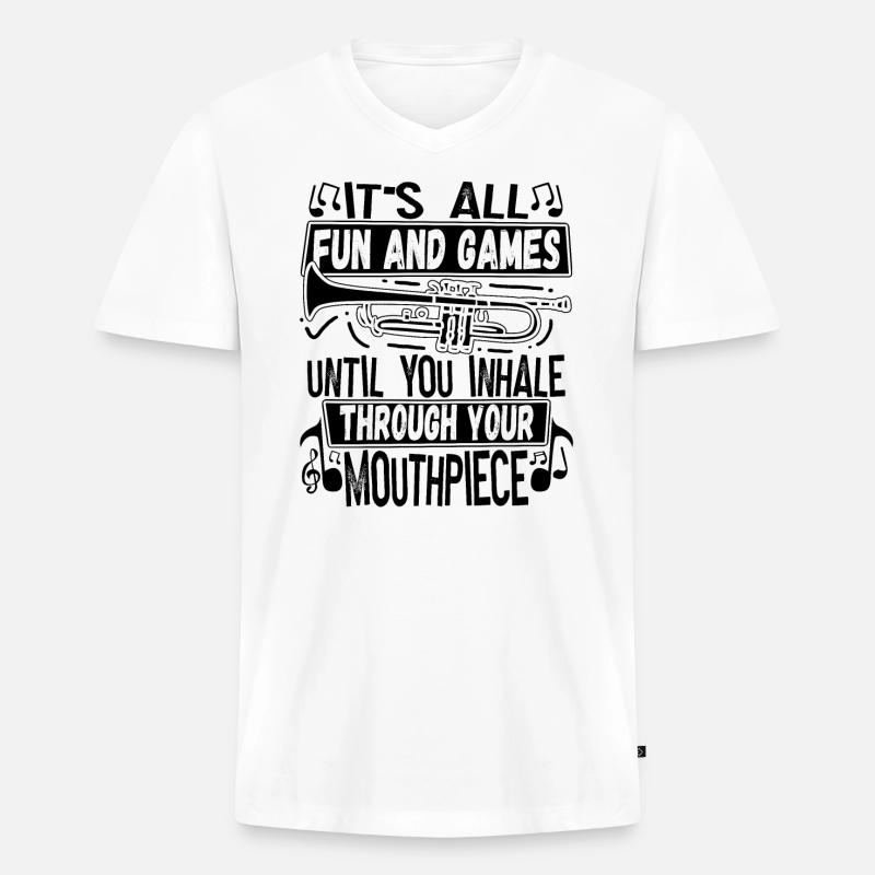 Trompeter Trompete Instrument Blechblasmusik - Männer Premium Bio T-Shirt mit V-Ausschnitt - Weiß