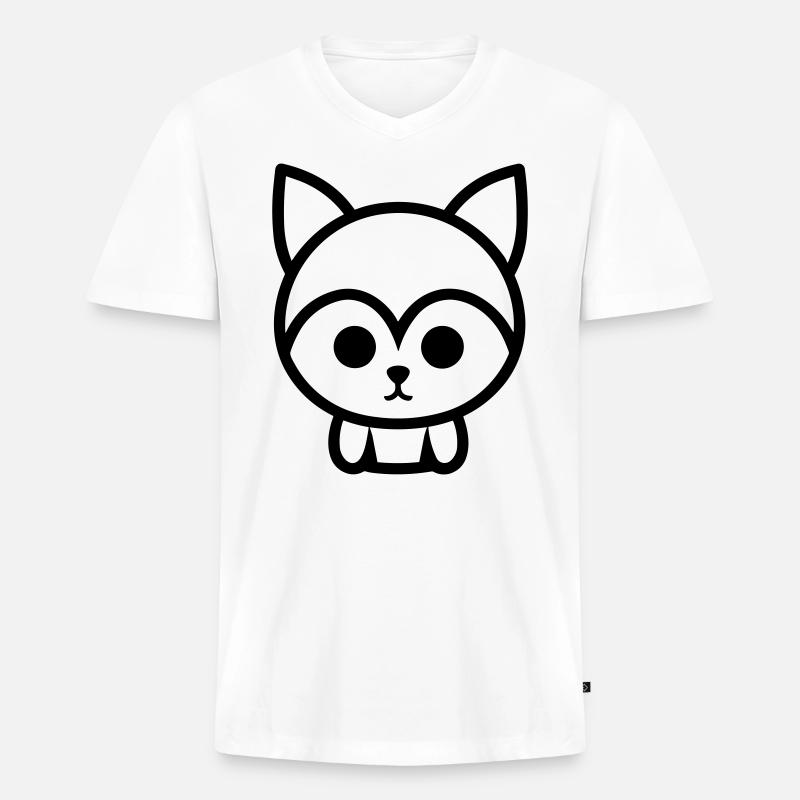 Fuchs - Männer Premium Bio T-Shirt mit V-Ausschnitt - Weiß