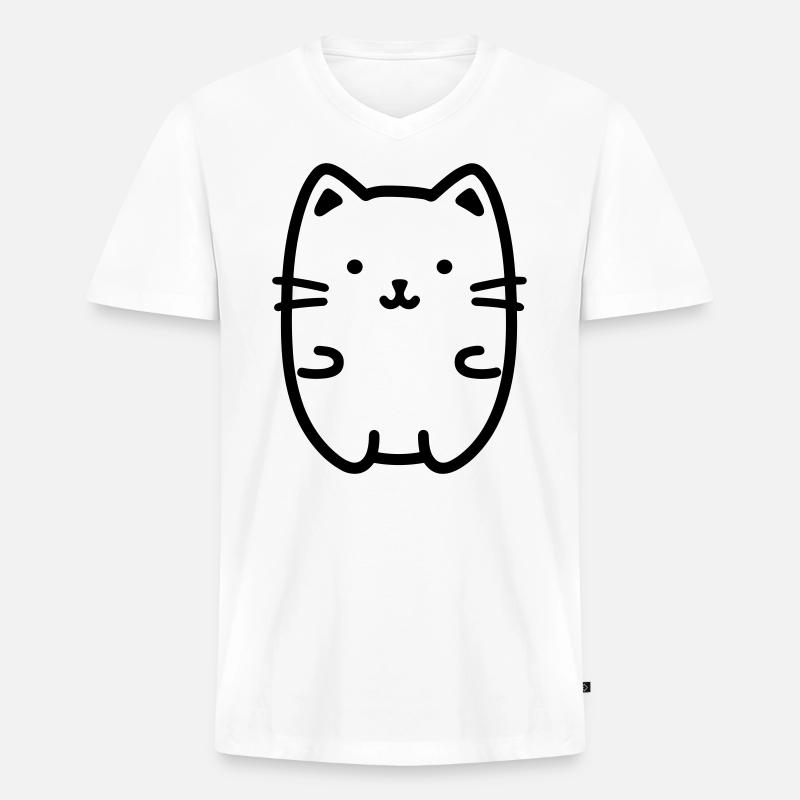 Katze - Männer Premium Bio T-Shirt mit V-Ausschnitt - Weiß