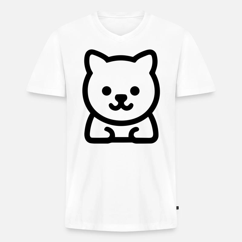 Hund - Männer Premium Bio T-Shirt mit V-Ausschnitt - Weiß
